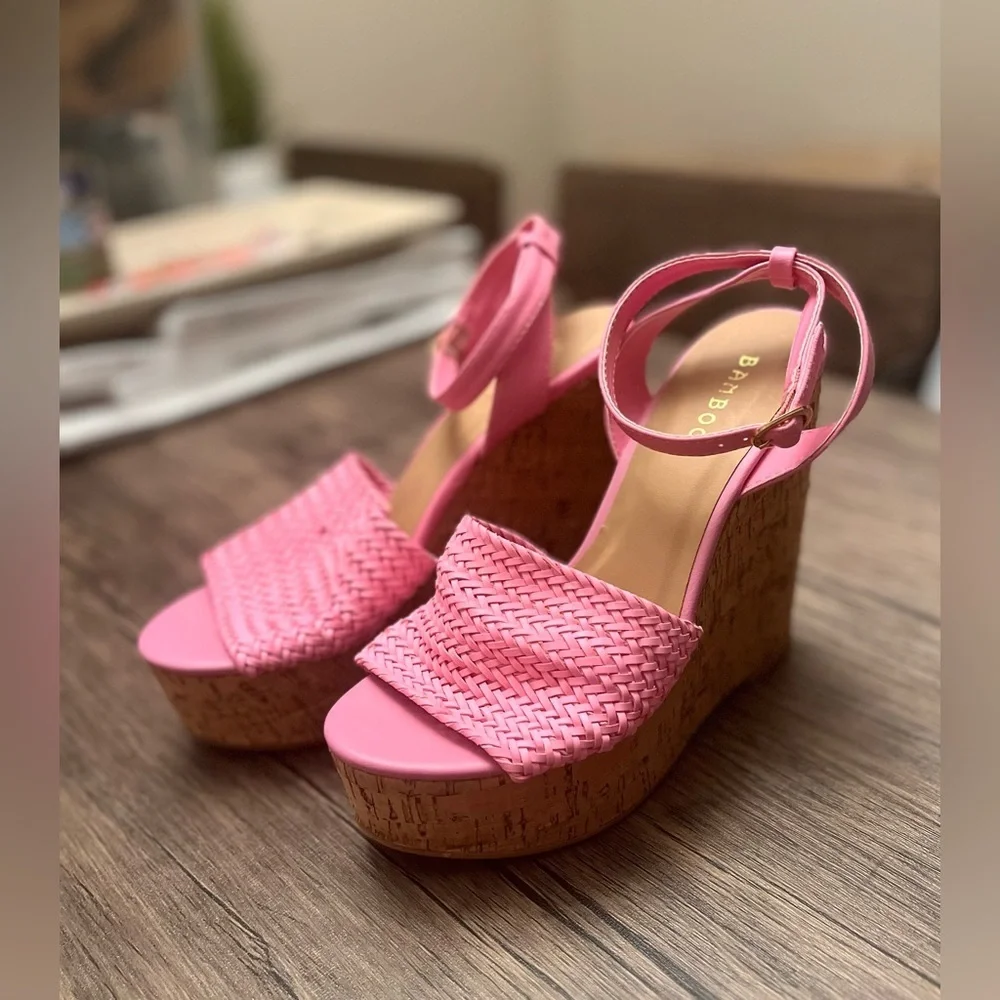 Bamboo Braided Wedge Sandals NWOT
